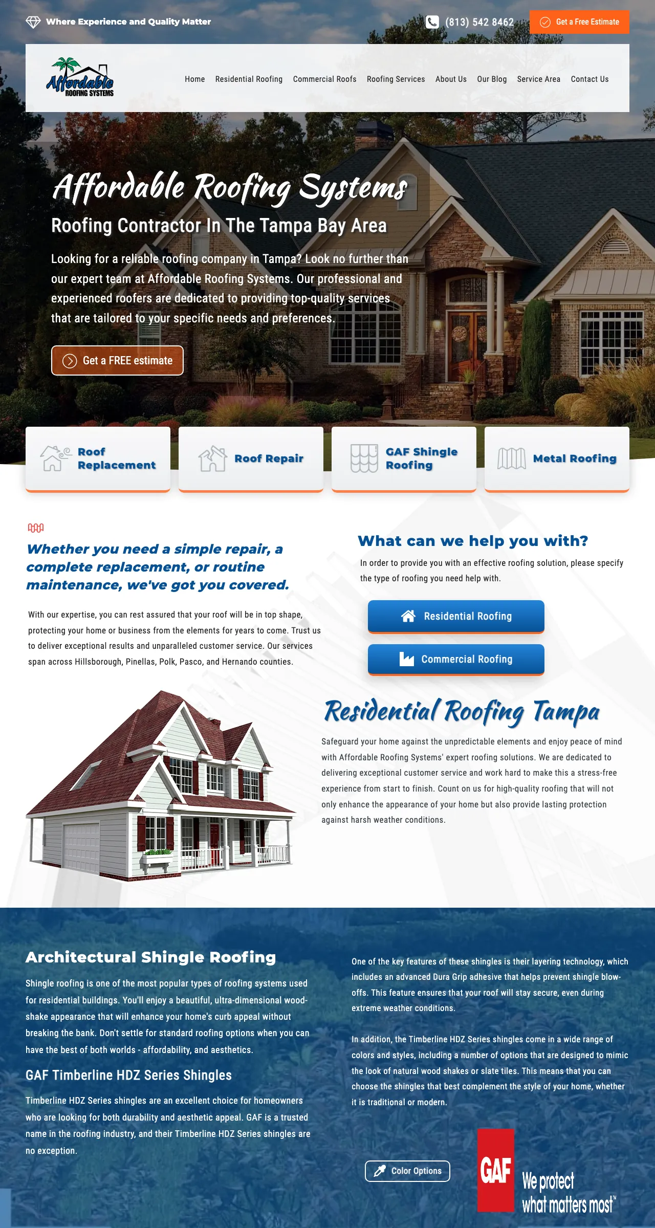 Affordable Roofing Systems — website preview