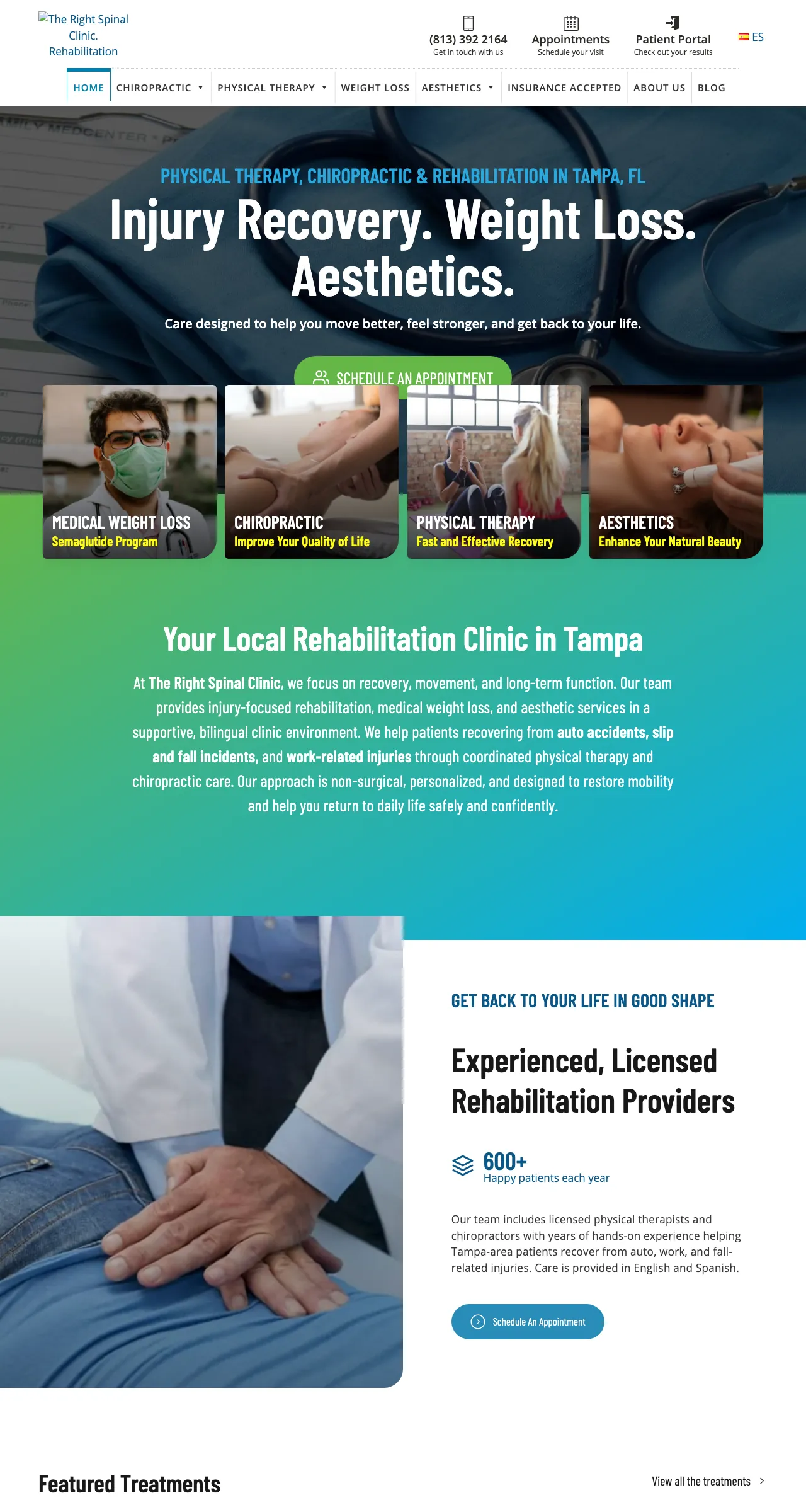The Right Spinal Clinic — website preview